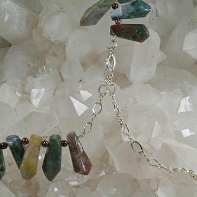 Fancy jasper and red garnet necklace