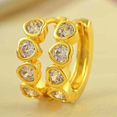 Gold Hoop Earrings with CZ Diamonds