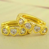 Gold Hoop Earrings with CZ Diamonds - Thumbnail 1