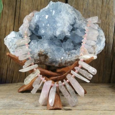 Kunzite and rhodochrosite necklace - Thumbnail 3