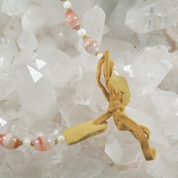 Banded Carnelian and Mother of Pearl Necklace - Thumbnail 1