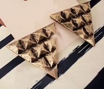 Bronze Riveted Triangle Stud Earrings