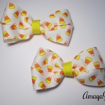 Candy Corn Halloween Hair Bow Small