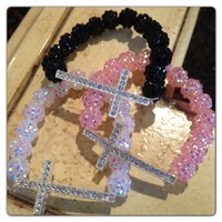 LG White Shamballa Cross Bracelet - Thumbnail 1