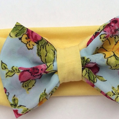 Blue floral on yellow headwrap