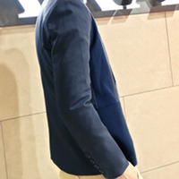 Free Shipping Long Sleeve Cotton Mens Suit Jackets 919SJ-K431-101-Blue - Thumbnail 1