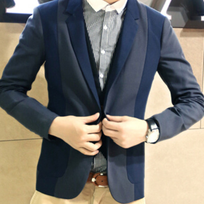 Free shipping long sleeve cotton mens suit jackets 919sj-k431-101-blue