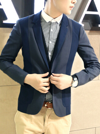 Free Shipping Long Sleeve Cotton Mens Suit Jackets 919SJ-K431-101-Blue