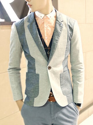 Free Shipping Long Sleeve Cotton Mens Suit Jackets 919SJ-K431-101-Gray