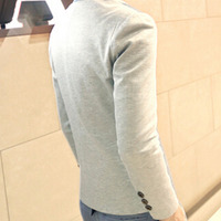 Free Shipping Long Sleeve Cotton Mens Suit Jackets 919SJ-K431-101-Gray - Thumbnail 2