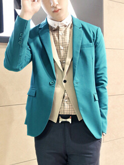 Free Shipping Long Sleeve Cotton Mens Suit Jackets 919SJ-K435F98-101-Green