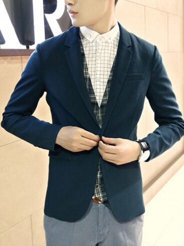 Free shipping long sleeve cotton mens suit jackets 919sj-k435f98-101-blue