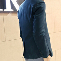 Free Shipping Long Sleeve Cotton Mens Suit Jackets 919SJ-K435F98-101-Blue - Thumbnail 2