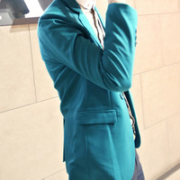 Free Shipping Long Sleeve Cotton Mens Suit Jackets 919SJ-K435F98-101-Blue - Thumbnail 4