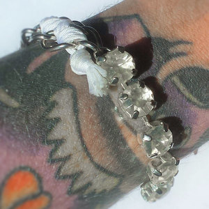 Chain and rhinestone bracelet / braided chain bracelet / braided chain rhinestone bracelet / chunky bracelet / fashion statement bracelet - Thumbnail 1