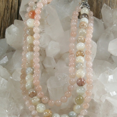 Moonstone and peach aventurine necklace - Thumbnail 1