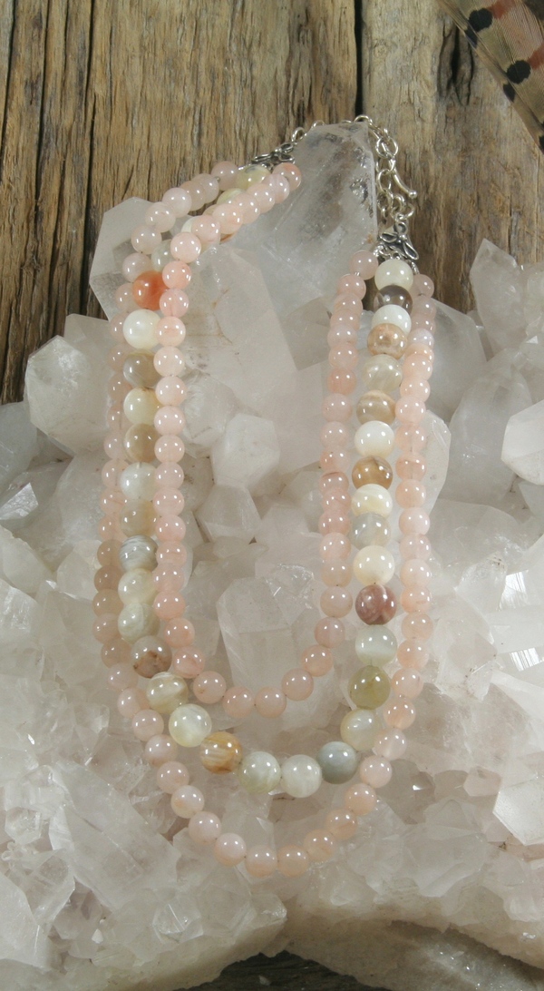 Moonstone and Peach Aventurine Necklace