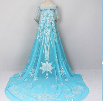 CL8, big frozen adult size elsa cape 2 meters wide Frozen silver glitter snowflake light blue shiny sheer mesh