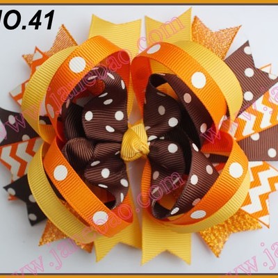 Polka dot and chevron thanksgiving fall bow
