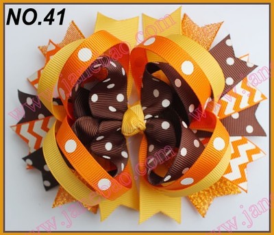 Polka Dot and Chevron Thanksgiving Fall Bow