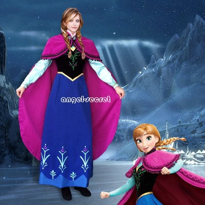 J787  [Adult]  Movies Frozen princess ANNA Cosplay Costume Deluxe Dress tailor made adult party birthday