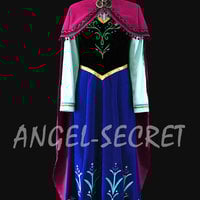 J787  [Adult]  Movies Frozen princess ANNA Cosplay Costume Deluxe Dress tailor made adult party birthday - Thumbnail 3