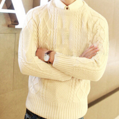 New fashion korean style round neck men sweater 919sj-f88-91-beige