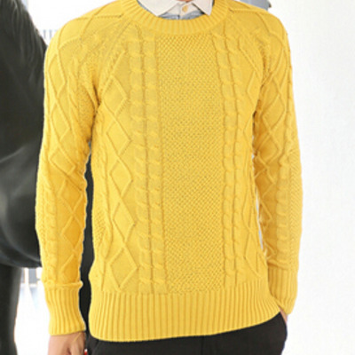 New fashion korean style round neck men sweater 919sj-f88-91-yellow
