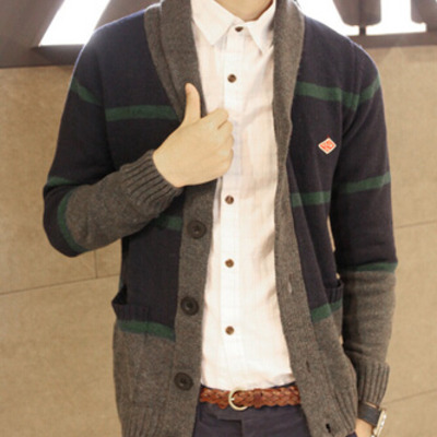 New fashion korean style v-neck men sweater 919sj-k43f100-103-navy blue