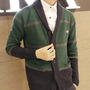New Fashion Korean Style V-Neck Men Sweater 919SJ-K43F100-103-Navy Blue-3