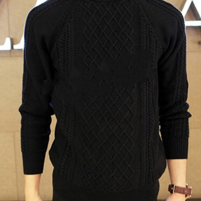 New fashion korean style round neck men sweater 919sj-k48f65-68-black