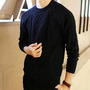 New Fashion Korean Style Round Neck Men Sweater 919SJ-K48F65-68-Black-1