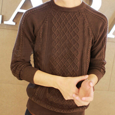 New fashion korean style round neck men sweater 919sj-k48f65-68-coffee