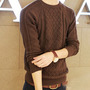 New Fashion Korean Style Round Neck Men Sweater 919SJ-K48F65-68-Coffee-1