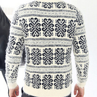 New Fashion Korean Style Round Neck Men Sweater 919SJ-K212-78-White - Thumbnail 2