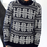 New Fashion Korean Style Round Neck Men Sweater 919SJ-K212-78-White - Thumbnail 3