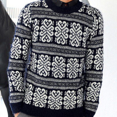 New fashion korean style round neck men sweater 919sj-k212-78-blue