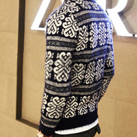 New Fashion Korean Style Round Neck Men Sweater 919SJ-K212-78-Blue - Thumbnail 2