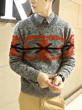 New Fashion Korean Style Round Neck Men Sweater 919SJ-K301F95-98-Red