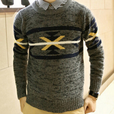 New fashion korean style round neck men sweater 919sj-k301f95-98-yellow