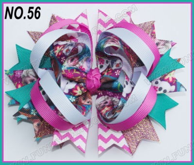 Teal and Pink Frozen Boutique Hair Bow Clip