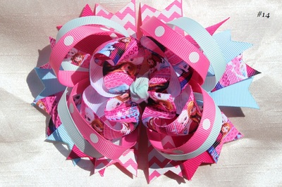 Pink Chevron Frozen Boutique Hair Bow Clip