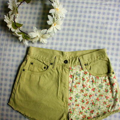 Mint floral shorts ♥