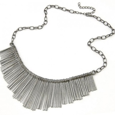 Silver metallic tassel necklace