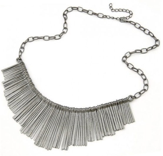 Silver Metallic Tassel Necklace