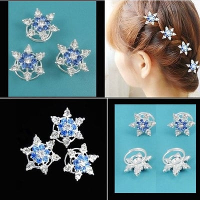 Hp11 5pcs/lot stu snow hairpins blue for movies frozen snow queen elsa cosplay costume wig - Thumbnail 1