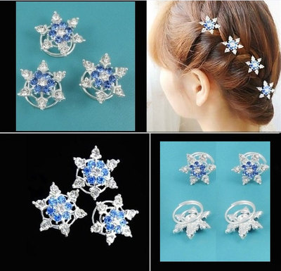 HP11 5pcs/lot STU snow hairpins blue for Movies Frozen Snow Queen Elsa Cosplay Costume wig