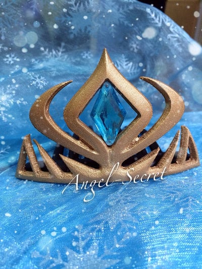 CR2 golden crown for Movies Frozen Snow Queen Elsa Cosplay Costume wig