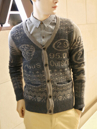 New Fashion Korean Style V-Neck Men Sweater 919SJ-K308F88-91-Black