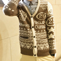 New Fashion Korean Style V-Neck Men Sweater 919SJ-K308F88-91-Black - Thumbnail 3